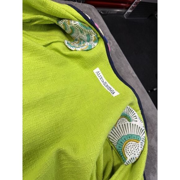 Alix of Bohemia Chartreuse Braided Trim Boho Jacket Green Cotton Small - Picture 16 of 16